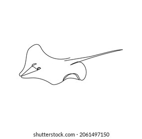 Stingray fish, manta, sea fox continuous line drawing. One line art of predatory fish, seafood, marine animals.