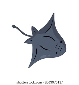 Stingray fish. Marine flat animal. Cartoon illustration