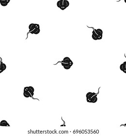 Stingray fish pattern repeat seamless in black color for any design. Vector geometric illustration