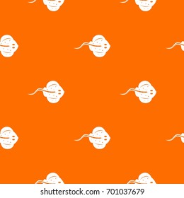 Stingray fish pattern repeat seamless in orange color for any design. Vector geometric illustration
