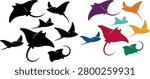 stingray fish vector collection with white background