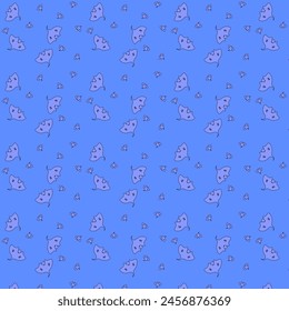 Stingray in flat style. Cute underwater animal baby pattern. Seamless pattern for textile, wrapping paper, background. Cute characters. Underwater background.