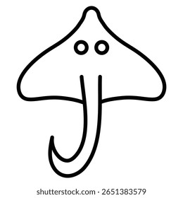 Stingray icon Black and white outline flat sign vector
