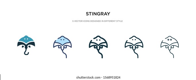 stingray icon in different style vector illustration. two colored and black stingray vector icons designed in filled, outline, line and stroke style can be used for web, mobile, ui