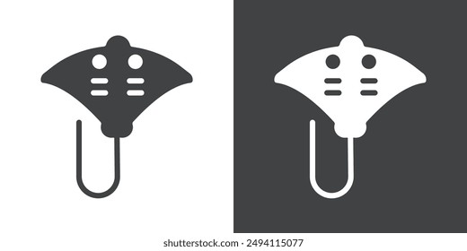 Stingray icon Flat set in black and white color outline vector