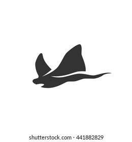 Stingray icon isolated on a white background. Sea animals Logo silhouette design template. Simple symbol concept in flat style. Abstract sign, pictogram for web, mobile and infographics - stock vector