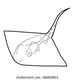Stingray icon in outline style isolated on white vector illustration