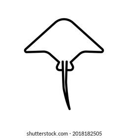 Stingray icon. Seafood manta flat pictogram for web. Line stroke. Isolated on white background. Outline vector eps10