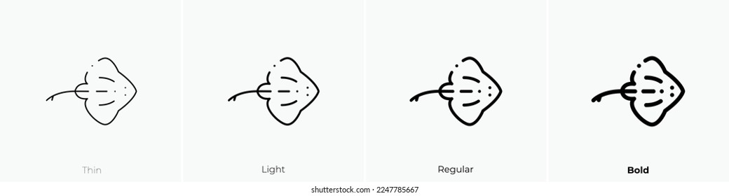 stingray icon. Thin, Light Regular And Bold style design isolated on white background
