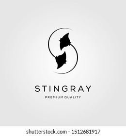 stingray letter s initial logo design silhouette vector illustration