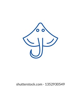 Stingray line icon concept. Stingray flat  vector symbol, sign, outline illustration.