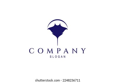 Stingray logo in dark blue in flat design style