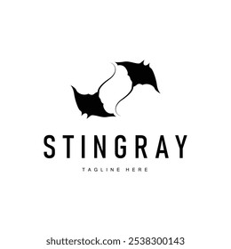 stingray design logotipo animal de mar aberto com silhueta simples modelo conceito