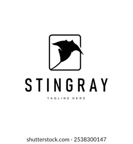 stingray design logotipo animal de mar aberto com silhueta simples modelo conceito