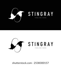 stingray logo design open sea animal with simple silhouette template concept