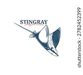 Stingray Logo Design Vector. Silhouette Stingray Template Illustration. Icon Symbol.