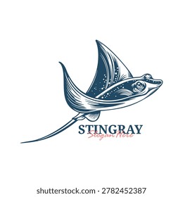 Stingray Logo Design Vector. Silhouette Stingray Template Illustration. Icon Symbol.
