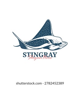 Stingray Logo Design Vector. Silhouette Stingray Template Illustration. Icon Symbol.
