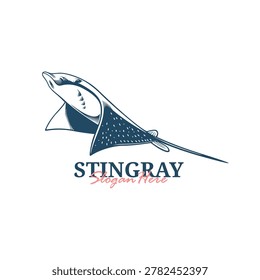 Stingray Logo Design Vector. Silhouette Stingray Template Illustration. Icon Symbol.