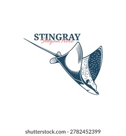 Stingray Logo Design Vector. Silhouette Stingray Template Illustration. Icon Symbol.