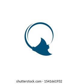 Stingray logo ilustration vector flat design template