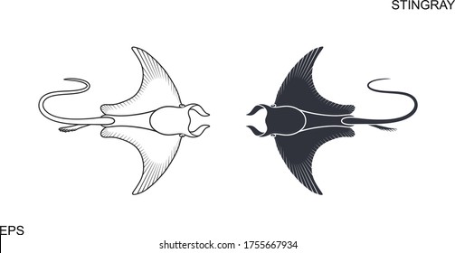 Stingray logo. Isolated stingray on white background