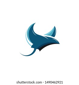 Stingray Logo Mascot Cartoon Vector Simple, Colorful Abstract Silhouette Graphic Design Element