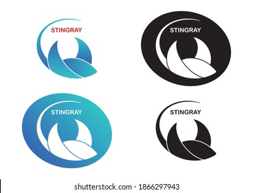 Stingray logo for sea concept, diving teme, gradient blue