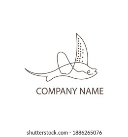 Stingray logo simple outline design vector illustration template