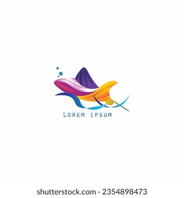 stingray logo vector illustration with beautiful abstract gradient colors