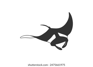 Stingray or Manta ray black silhouette 