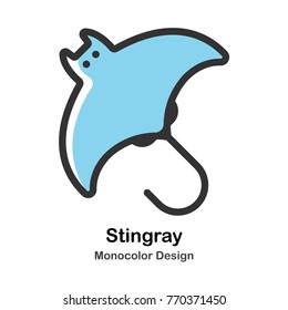 Stingray Mono-color vector illustration