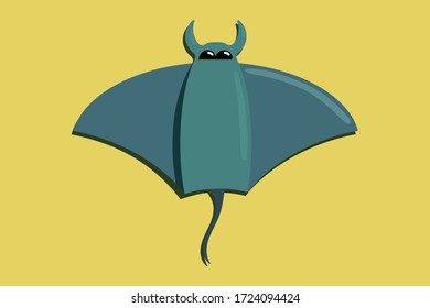 Stingray en la parte superior de la playa. Un animal marino con gafas de sol. El agua está bañada por un sol de color gris. Descanso de verano.
