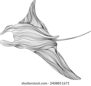 Stingray on a white background. Abstract illustration  manta rey for your design.