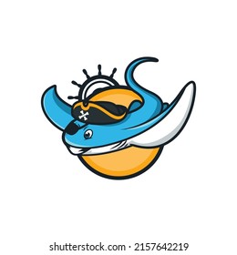 Stingray pirate logo mascot cartoon