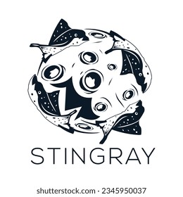 Stingray planet logo vector. Flat design.