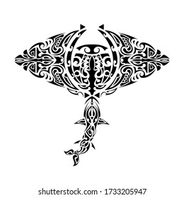 Stingray Polynesian style. Stingray tattoo in polynesia style. Good for tattoos, prints and t-shirts. Isolated. Vector.