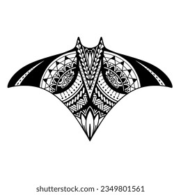 Stingray polynesisches Tattoodesign. Aborigine-samoanischer Stil. Abbildung EPS10