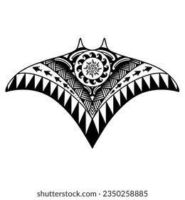 Stingray polynesian tattoo design. Aboriginal samoan style. illustration EPS10