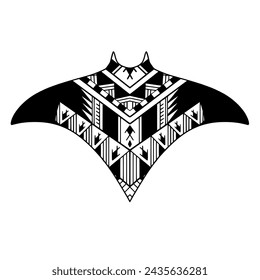 Stingray Polynesian Tattoo Design. Aboriginal Samoanischer Stil. Illustration EPS10
