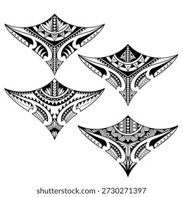 Diseño de tatuaje polinesio Stingray. Estilo de samoano aborigen. ilustración EPS10