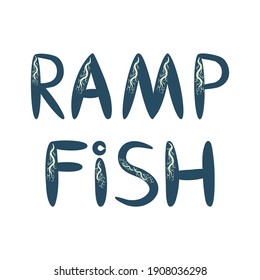 Stingray sails fish on a white background. illustration on a sea theme in a cartoon childlike style. Scandinavian style