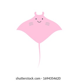 Stingray. Sea animal. Cartoon character. Vector illustration. 