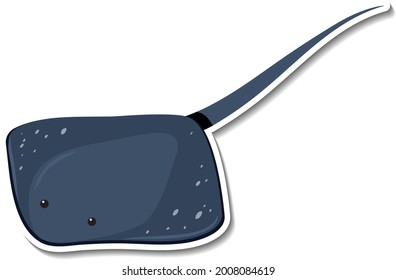 Stingray sea animal cartoon sticker illustration