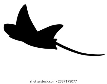 Stingray sea animal silhouette - vector template for logo or pictogram. Stingray silhouette for icon or sign on marine theme