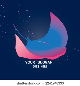 A stingray in the sea, pink and blue gradient LOGO