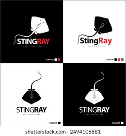 Stingray sealife silhouette logo set design template