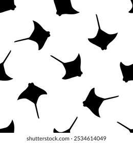 Stingray seamless pattern doodle vector on white background