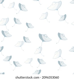 Stingray seamless pattern with scandinavian style. Underwater animals background. Vector illustration for children funny textile prints, fabric, banners, backdrops and wallpapers.