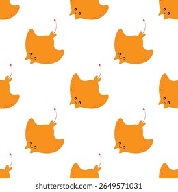 stingray seamless pattern, underwater background, childish pattern for cards, invitations, designs in nautical style